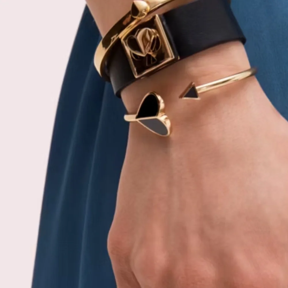 $68 Kate Spade Heritage Heart Metal Spade Flex Bracelet white